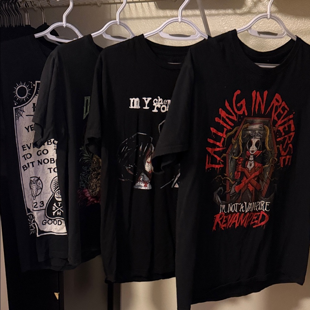 Black Band Tee Bundle — Falling in Reverse,My Chemical Romance,5FingerDeathPunch